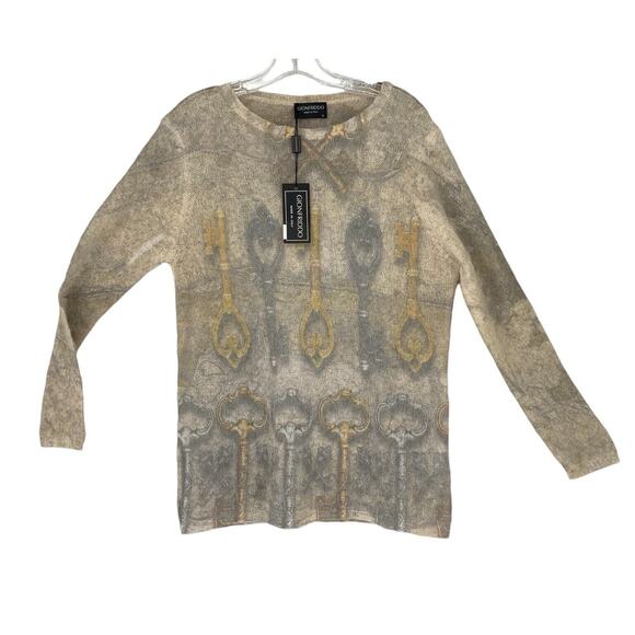 Gionfriddo Italy NWT Knit Mohair Blend Sweater Key Motif Large - Picture 1 of 9